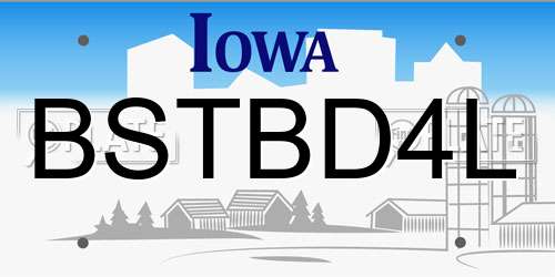 BSTBD4L Iowa License Plate
