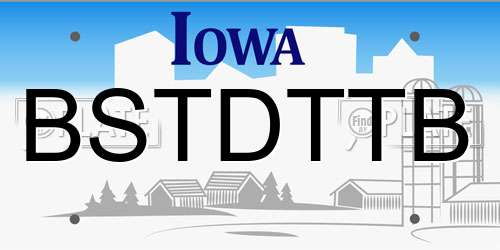 BSTDTTB Iowa License Plate