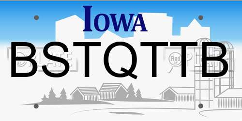 BSTQTTB Iowa License Plate