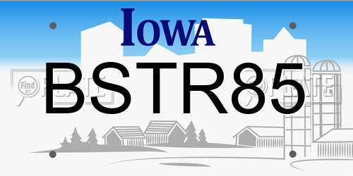 BSTR85 Iowa License Plate