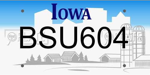 BSU604 Iowa License Plate
