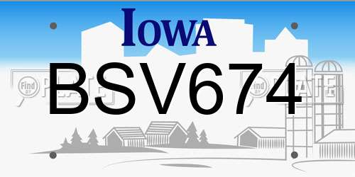 BSV674 Iowa License Plate