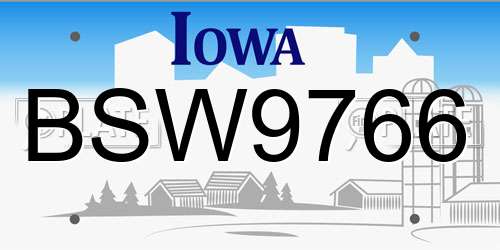 BSW9766 Iowa License Plate