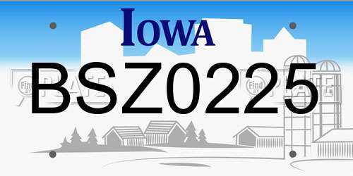 BSZ0225 Iowa License Plate