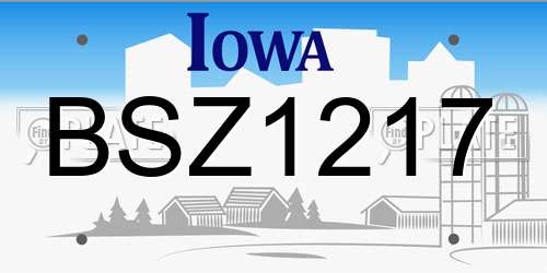 BSZ1217 Iowa License Plate