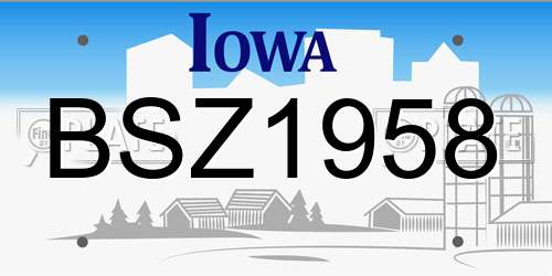 BSZ1958 Iowa License Plate
