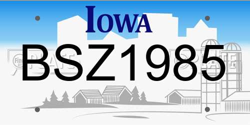 BSZ1985 Iowa License Plate