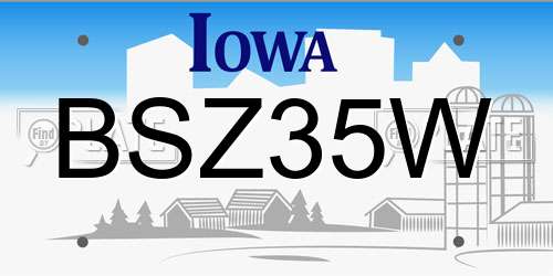 BSZ35W Iowa License Plate