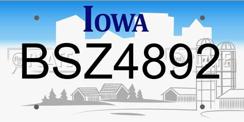 BSZ4892 Iowa License Plate