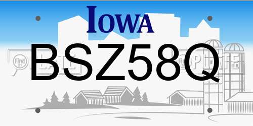 BSZ58Q Iowa License Plate