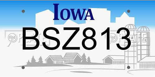 BSZ813 Iowa License Plate
