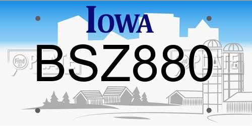 BSZ880 Iowa License Plate