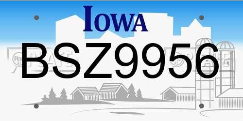 BSZ9956 Iowa License Plate