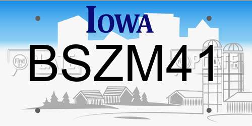BSZM41 Iowa License Plate