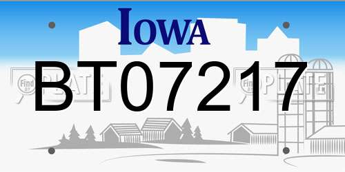 BT07217 Iowa License Plate