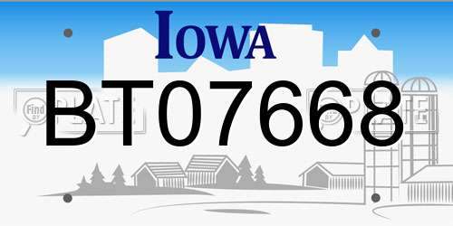 BT07668 Iowa License Plate