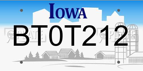 BT0T212 Iowa License Plate