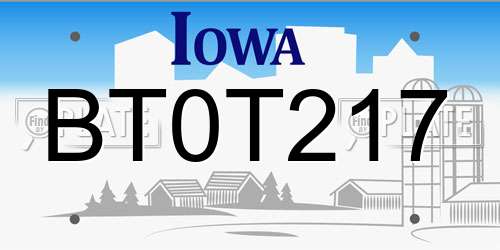 BT0T217 Iowa License Plate