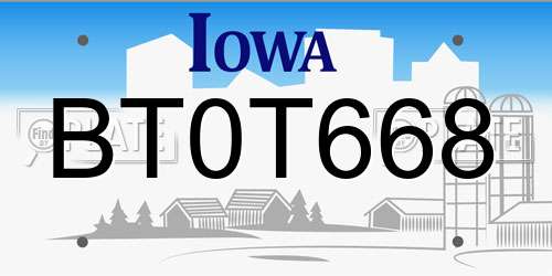 BT0T668 Iowa License Plate