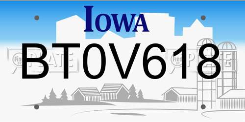 BT0V618 Iowa License Plate