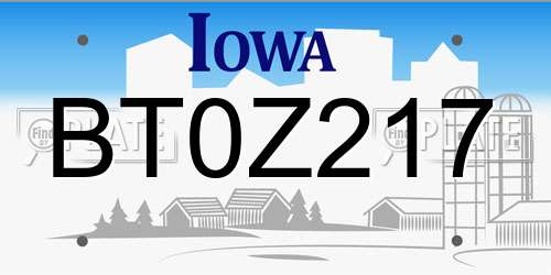 BT0Z217 Iowa License Plate
