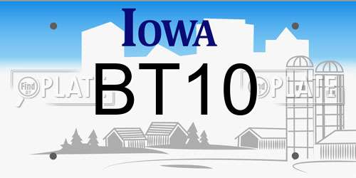 BT10 Iowa License Plate