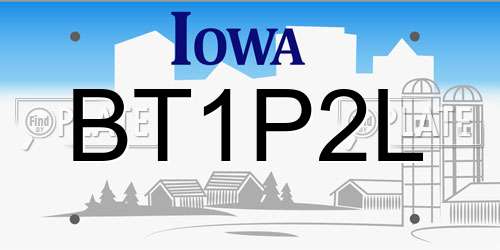 BT1P2L Iowa License Plate