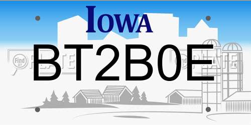 BT2B0E Iowa License Plate
