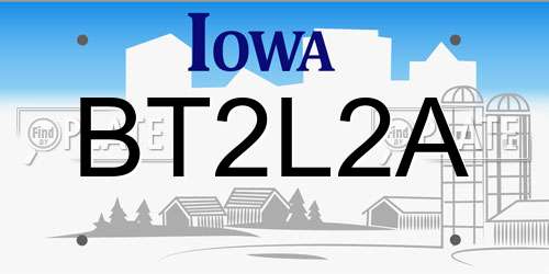 BT2L2A Iowa License Plate
