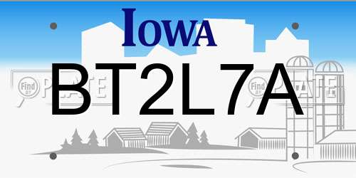 BT2L7A Iowa License Plate
