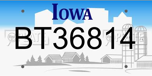 BT36814 Iowa License Plate
