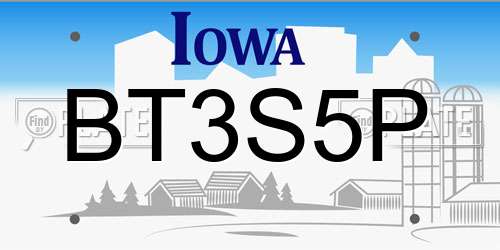 BT3S5P Iowa License Plate