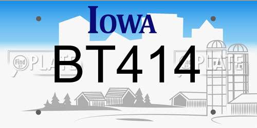 BT414 Iowa License Plate