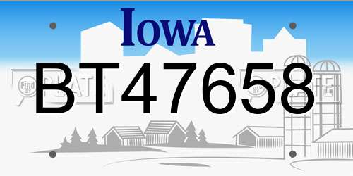 BT47658 Iowa License Plate