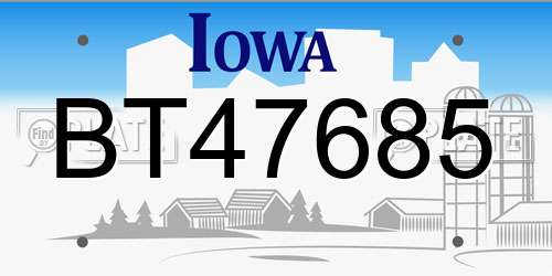 BT47685 Iowa License Plate