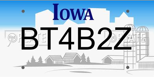 BT4B2Z Iowa License Plate