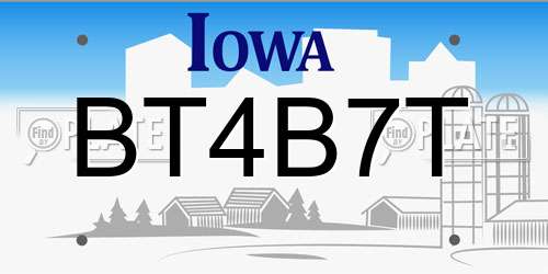 BT4B7T Iowa License Plate