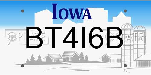 BT4I6B Iowa License Plate