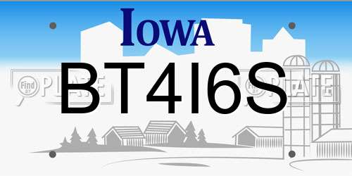 BT4I6S Iowa License Plate