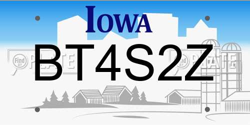 BT4S2Z Iowa License Plate