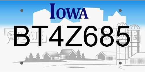 BT4Z685 Iowa License Plate