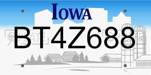 BT4Z688 Iowa License Plate