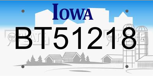 BT51218 Iowa License Plate