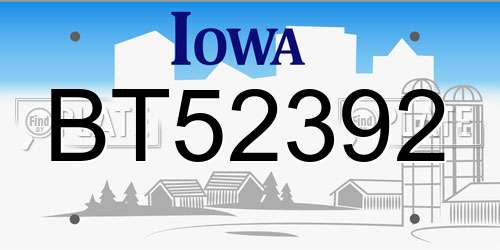 BT52392 Iowa License Plate