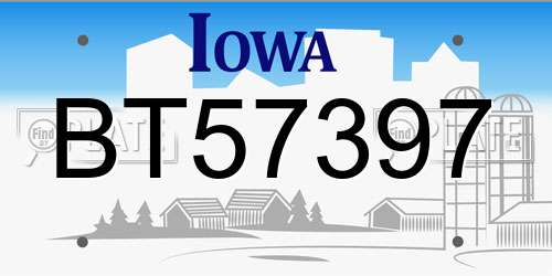 BT57397 Iowa License Plate