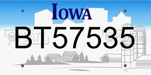 BT57535 Iowa License Plate