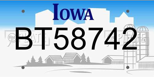 BT58742 Iowa License Plate
