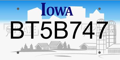 BT5B747 Iowa License Plate