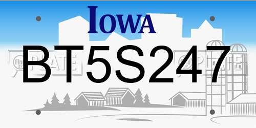 BT5S247 Iowa License Plate