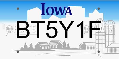 BT5Y1F Iowa License Plate